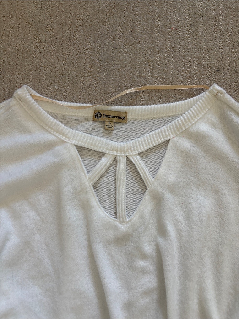 Democracy White Cutout Neck Sweater - Picture 3 of 3